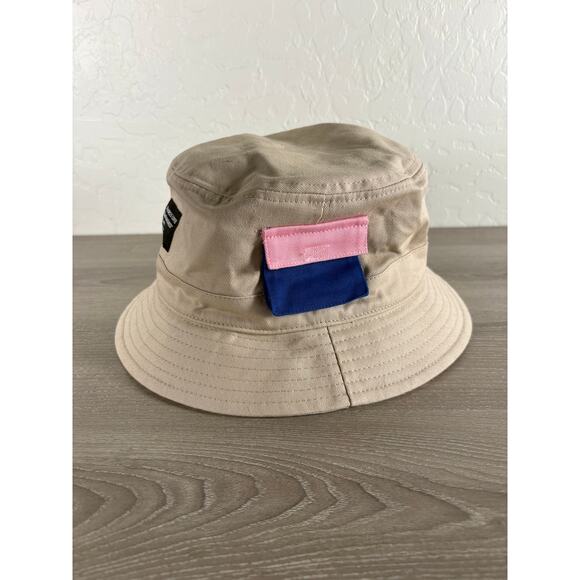Dutch Bros Khaki Tan Bucket Hat w/ Pink Blue Side Pocket- EUC - Picture 3 of 5